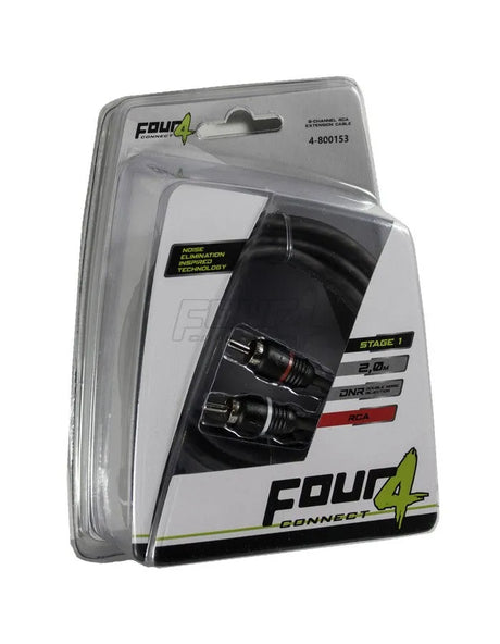 FOUR Connect 4-800153 STAGE1 RCA pratęsimo kabelis 2.0m - Pakuotė su RCA jungtimis ir laidu