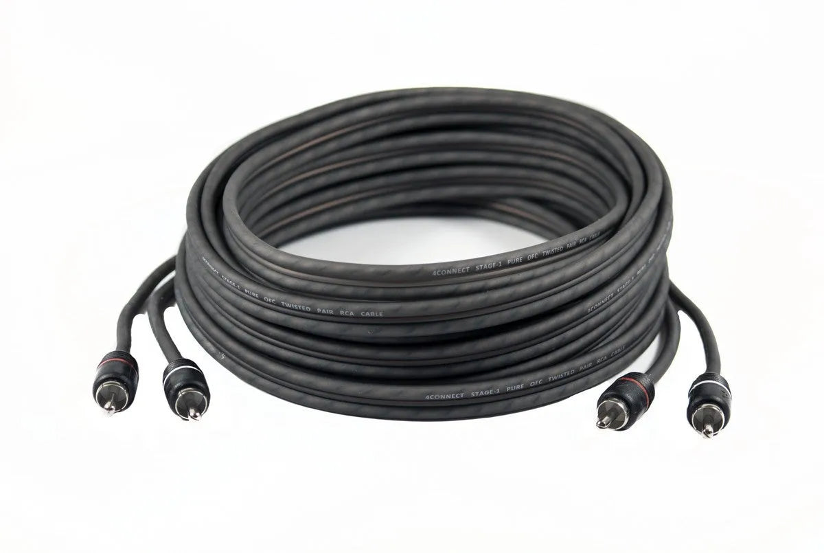 FOUR Connect 4-800155 STAGE1 RCA kabelis 5.5m - Susuktas kabelis su RCA jungtimis iš arti