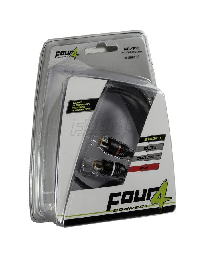 FOUR Connect 4-800158 STAGE1 Y-splitter 1M - 2F - Pakuotė su RCA jungtimis ir laidu