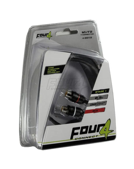 FOUR Connect 4-800158 STAGE1 Y-splitter 1M - 2F - Pakuotė su RCA jungtimis ir laidu