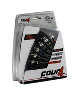 FOUR Connect 4-800257 STAGE2 RCA-laidas 5.5m, 6ch - pakuotė su matomais RCA jungčių galais