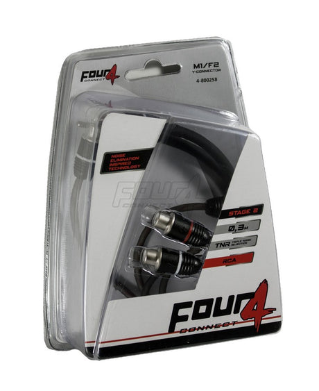 FOUR Connect 4-800258 STAGE2 Y-splitter 1M - 2F - Pakuotė su RCA jungtimis ir laidu