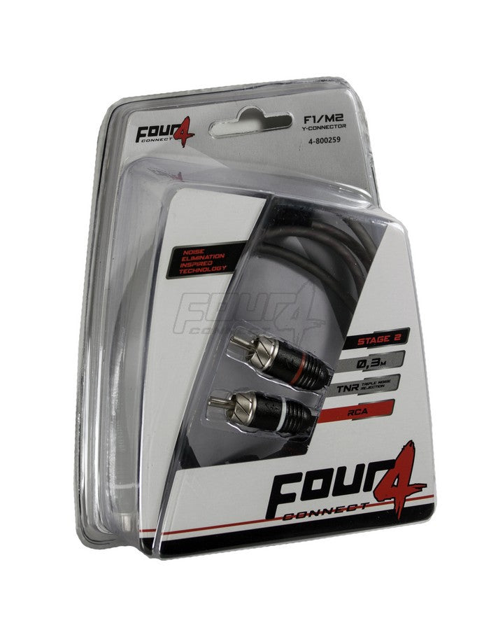 FOUR Connect 4-800259 STAGE2 Y-splitter 1F - 2M - Pakuotė su RCA jungtimis ir laidu
