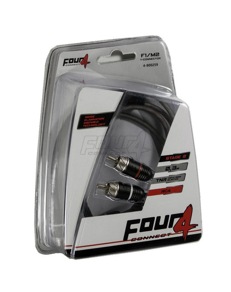 FOUR Connect 4-800259 STAGE2 Y-splitter 1F - 2M - Pakuotė su RCA jungtimis ir laidu