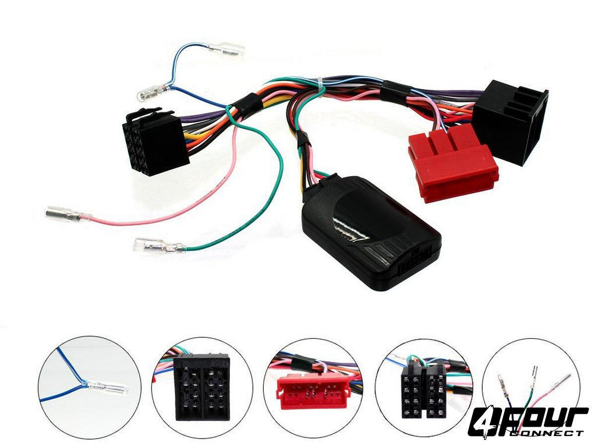 FOUR Connect Hyundai vairuotojo pultelio adapteris - Juodas valdymo modulis su laidais ir jungtimis