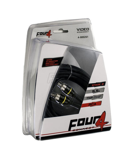 FOUR Connect STAGE2 4-800621 RCA-video 5.5m - supakuotas laidas su RCA jungtimis ir aprašymu