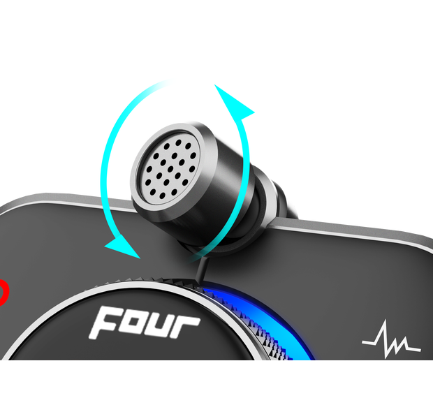 FOUR Mobile 4-FMTBT2.1 FM siųstuvas - Mikrofonas su besisukančiu mechanizmu ir rodyklėmis