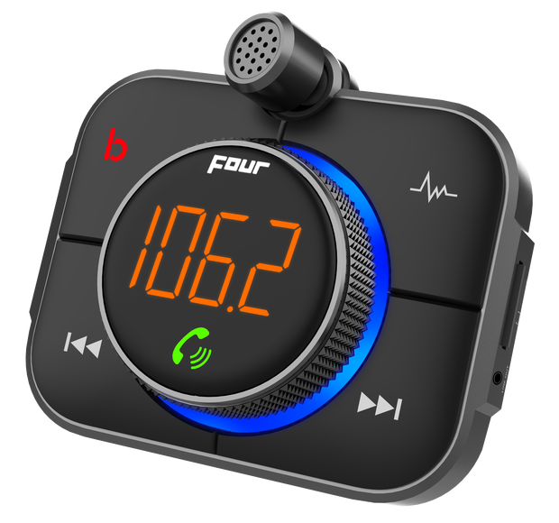 FOUR Mobile 4-FMTBT2.1 FM siųstuvas - mikrofonas ir apšviestas ratukas