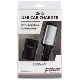 FOUR Mobile 4-USB-CLPB USB įkroviklis ir powerbank 2600mAh - du prietaisai pakuotėje su logotipais