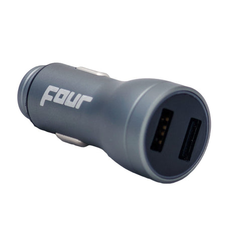 FOUR Mobile 4-USB-VD2 automobilinis įkroviklis su įtampos rodmeniu - šoninis vaizdas su USB jungtimis