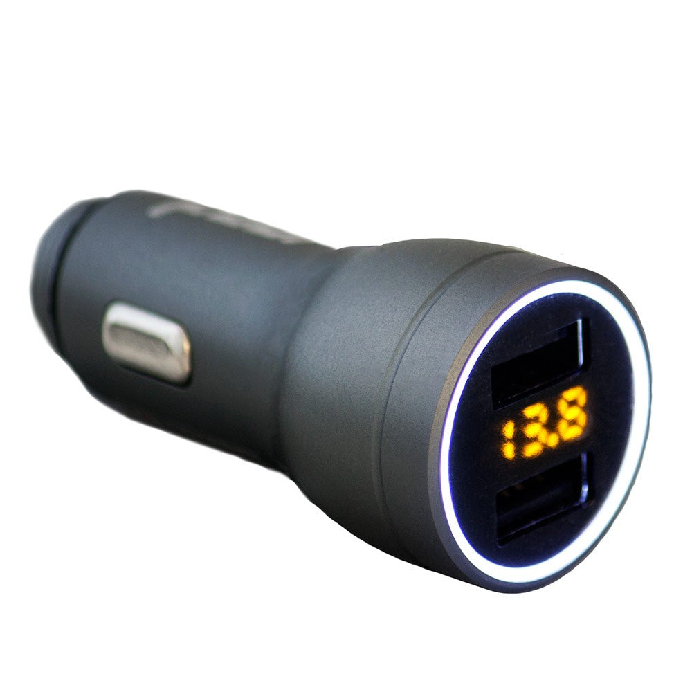 FOUR Mobile 4-USB-VD2 automobilinis įkroviklis su įtampos rodmeniu - USB jungtys su skaitmeniniu įtampos rodmeniu