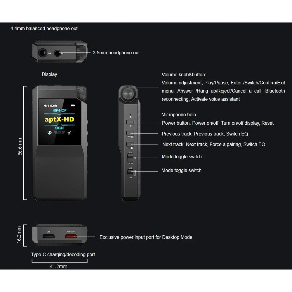 FiiO BTR17, nešiojamas ausinių stiprintuvas su DAC ir Bluetooth funkcija