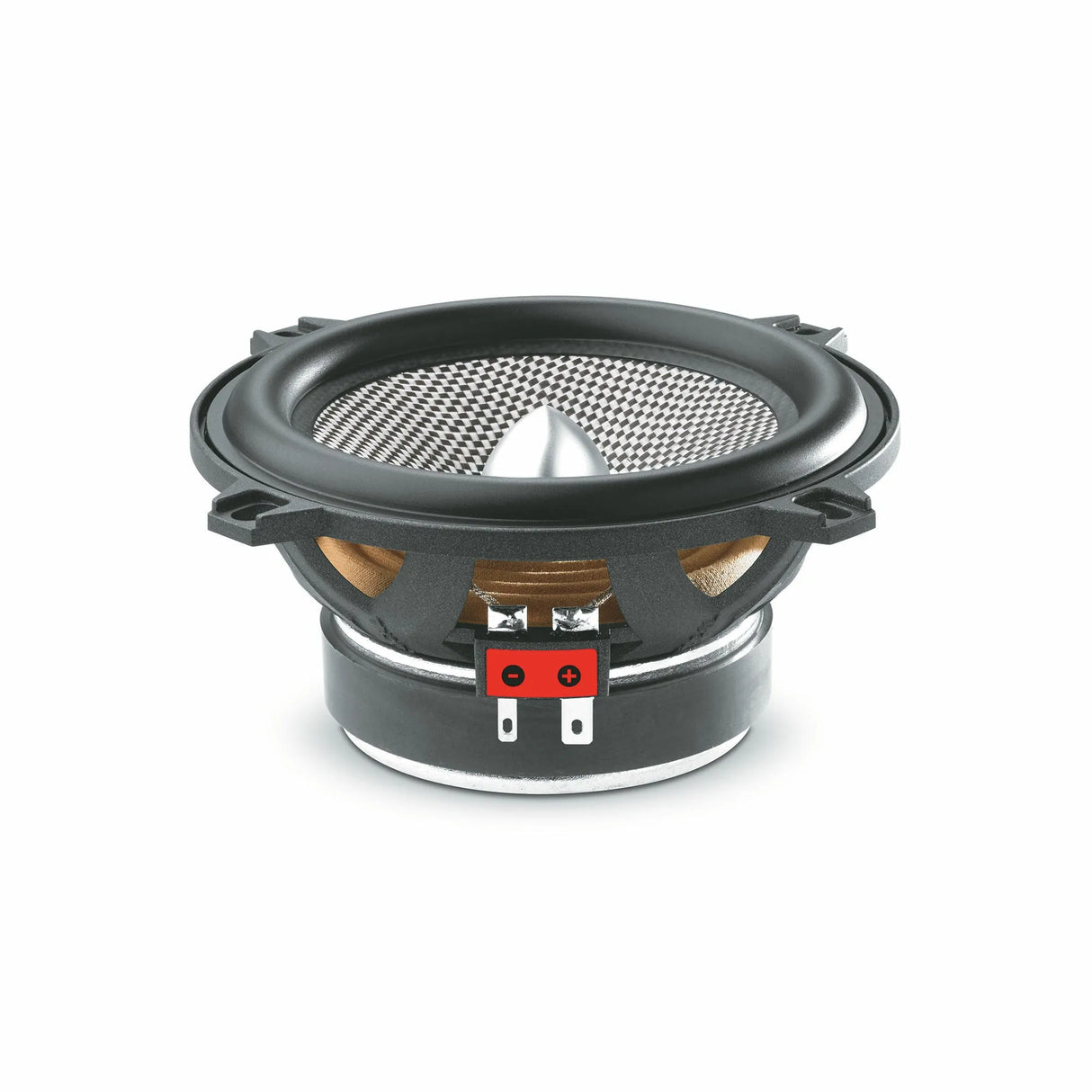 Focal 130 AS, komponentiniai garsiakalbiai 100W (ACCESS) - Garsiakalbio jungtys su poliarumo žymomis