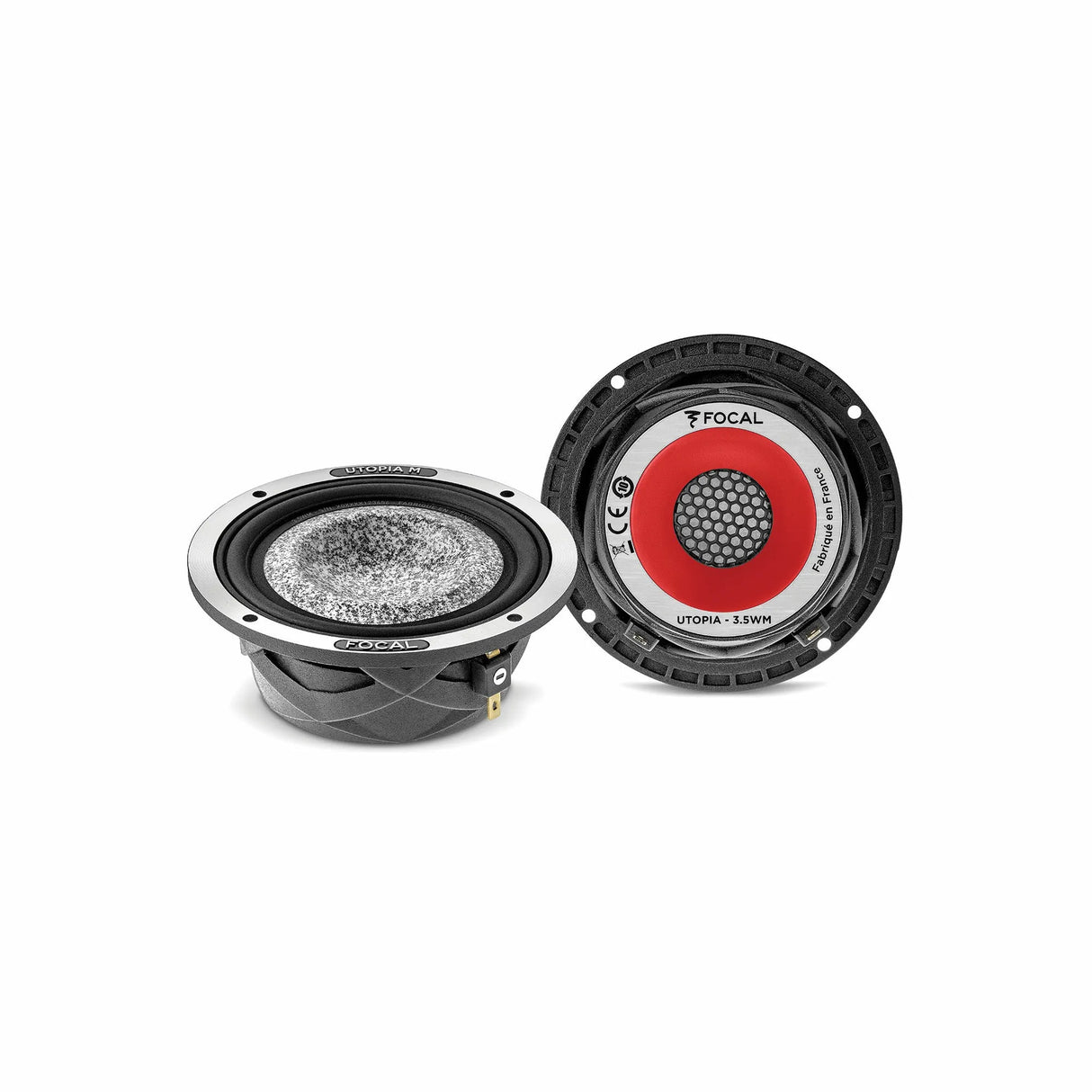 Focal 3.5 WM, vidutinių dažnių garsiakalbis 100W (UTOPIA M) - garsiakalbio galinė dalis su žymėjimu