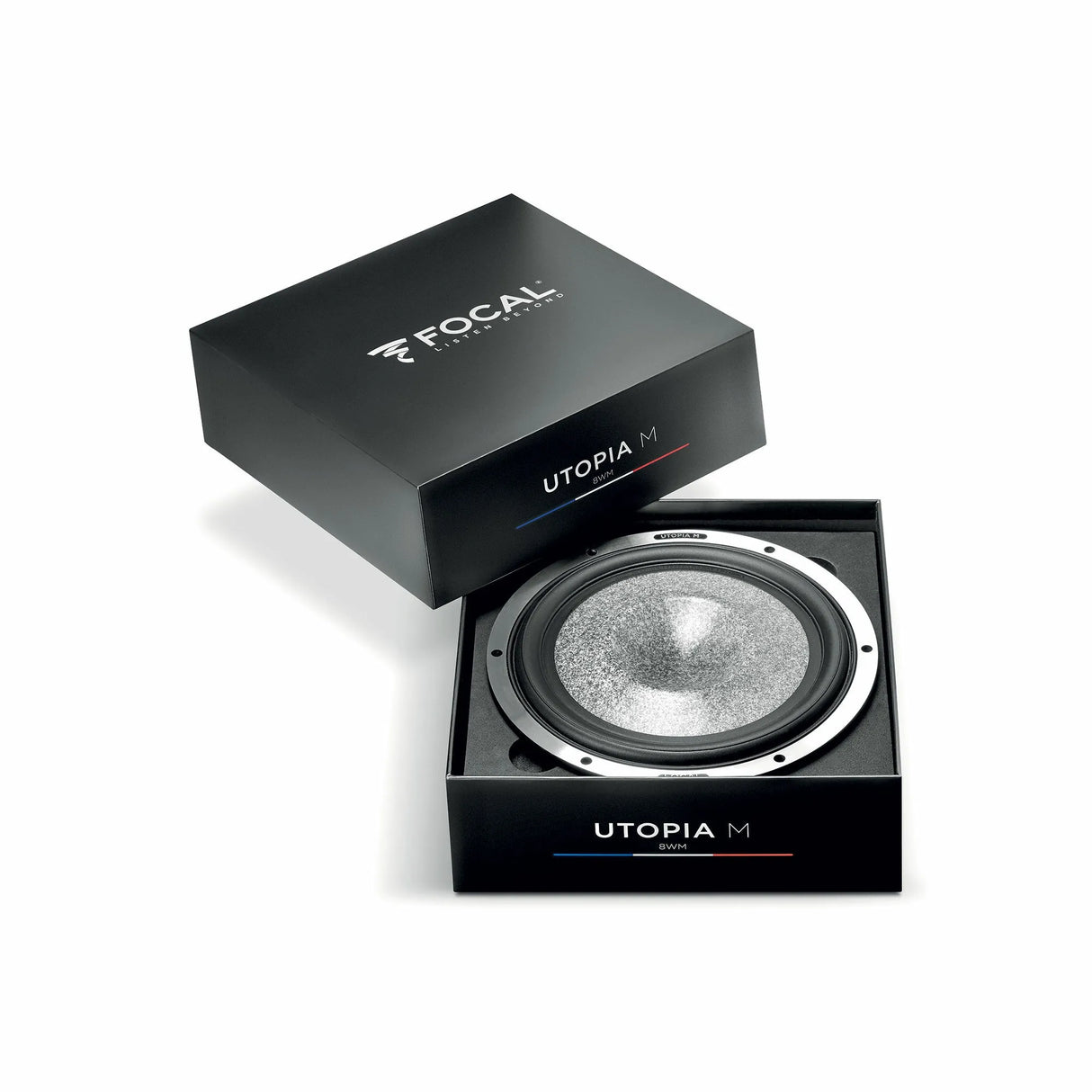 Focal 8 WM, žemų dažnių garsiakalbis 200W (UTOPIA M) - Garsiakalbis su pakuote ir atidarytu dangčiu