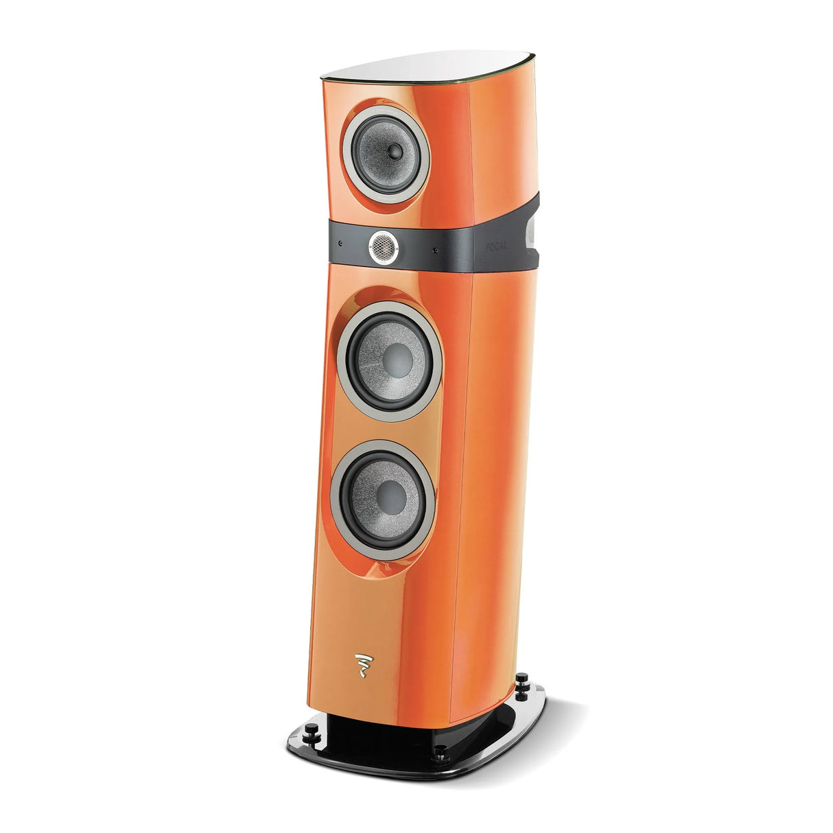 Focal SOPRA N°3, 3-jų juostų grindinė kolonėlė (įvairių spalvų) - Šoninis vaizdas su trimis garsiakalbiais ir logotipu