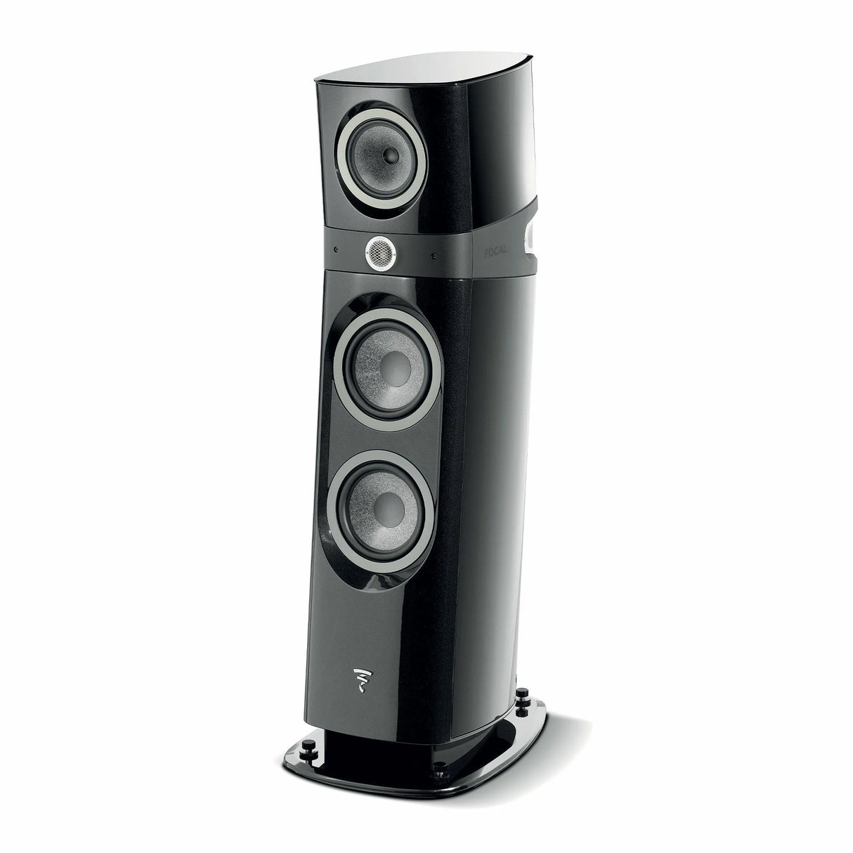 Focal SOPRA N°3, 3-jų juostų grindinė kolonėlė (įvairių spalvų) - Šoninis vaizdas su trimis garsiakalbiais ir pagrindu