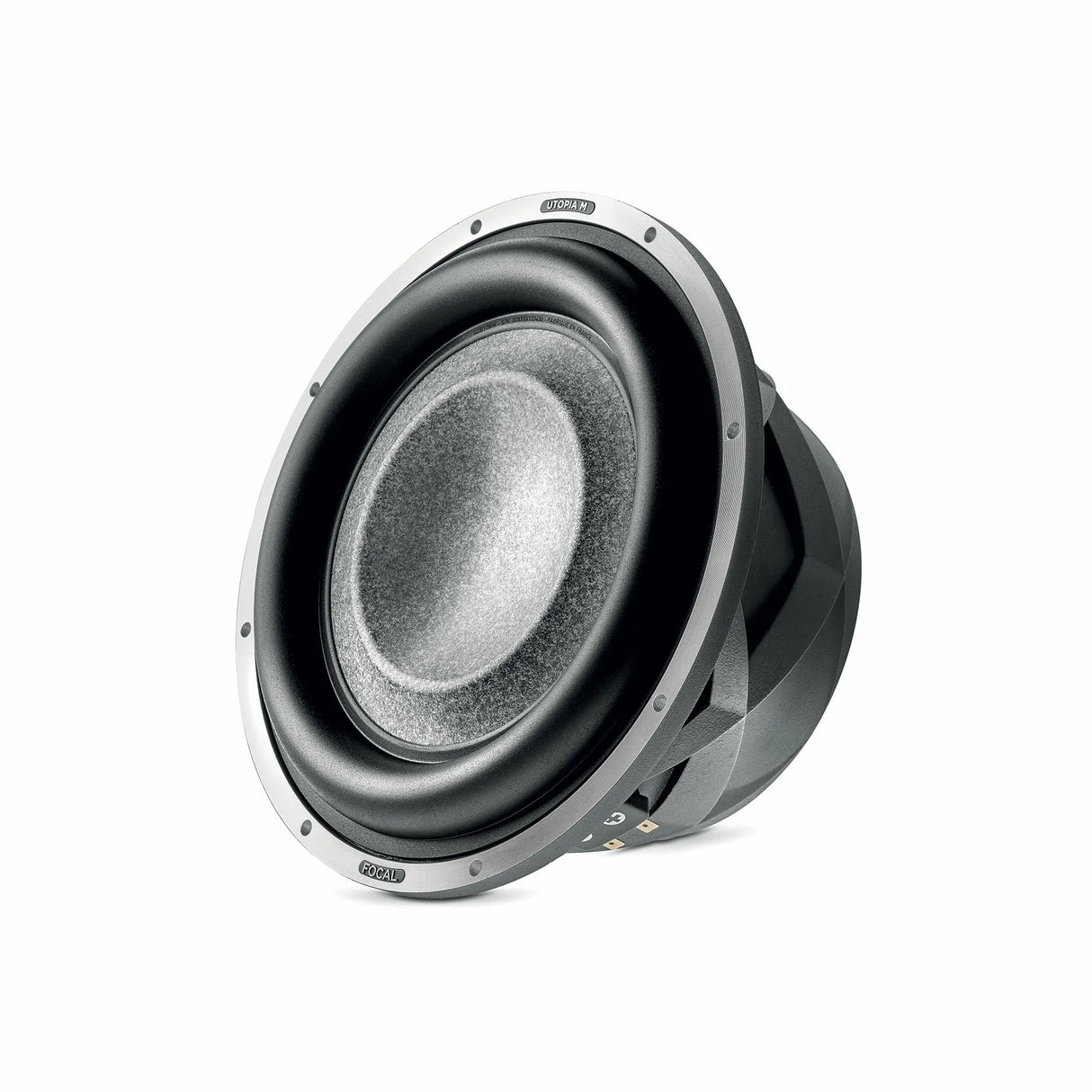 Focal SUB 10 WM, žemų dažnių garsiakalbis 800W (UTOPIA M) - Šoninis vaizdas su garsiakalbio detalėmis