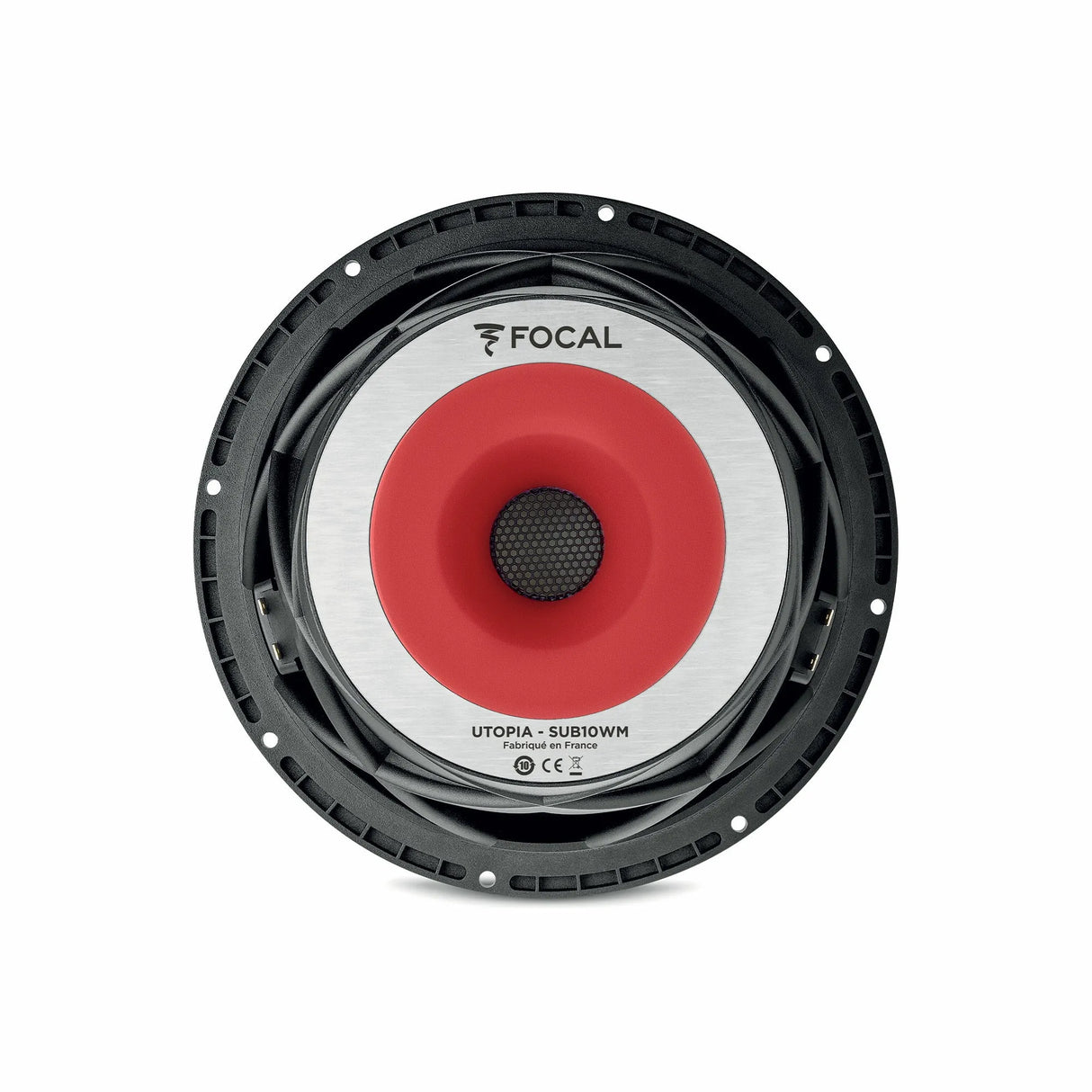 Focal SUB 10 WM, žemų dažnių garsiakalbis 800W (UTOPIA M) - Garsiakalbio vidinė pusė su raudonu kupolu