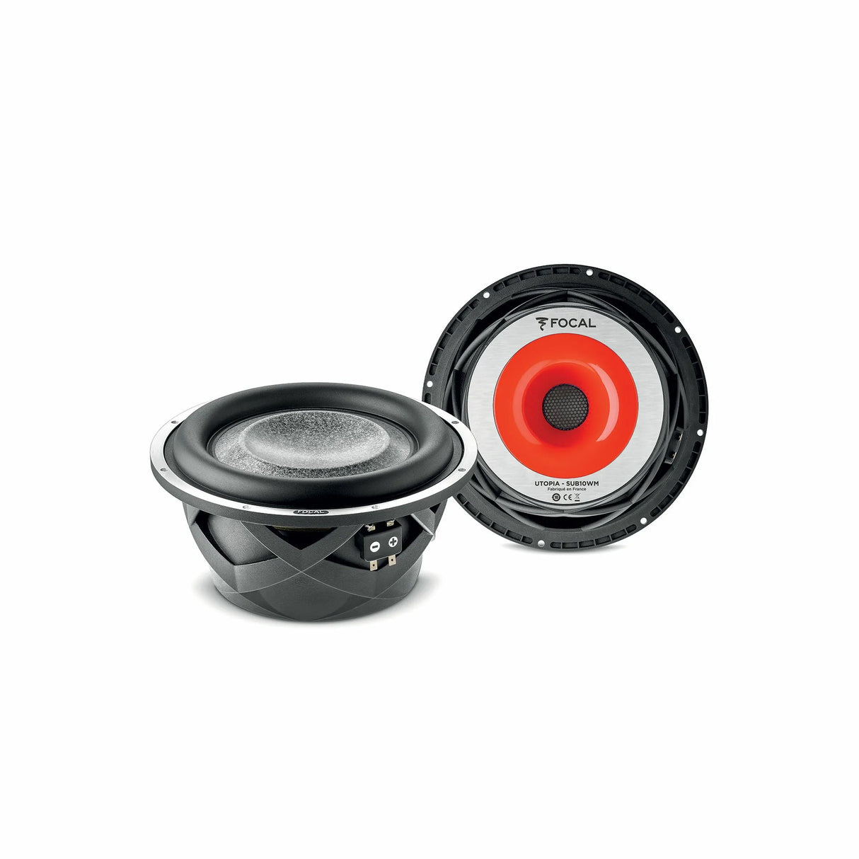 Focal SUB 10 WM, žemų dažnių garsiakalbis 800W (UTOPIA M) - garsiakalbio jungtys ir vidinė dalis