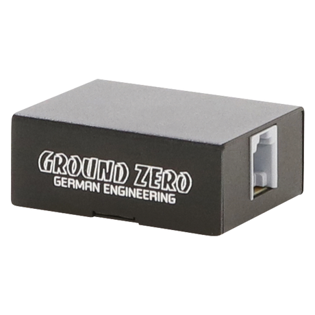 GROUND ZERO GZCS Y-BOX - Šoninis vaizdas su jungtimi ir logotipu