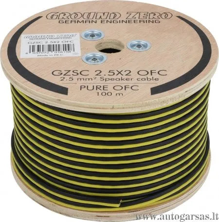 Garsiakalbių laidas Ground Zero GZSC 2.5X2 OFC 2 x 2.50 mm²/1m ritėje 100m