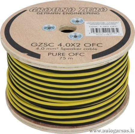 Garsiakalbių laidas Ground Zero GZSC 4.0X2 OFC 2 x 4.00 mm²/1m ritėje 75m