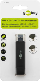 Goobay 2in1 USB 3.0 - USB-C™ , atminties kortelių skaitytuvas
