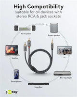 Goobay Audio Adapter Cable AUX, 3.5 mm į 2x RCA garso kabelis, 3 m