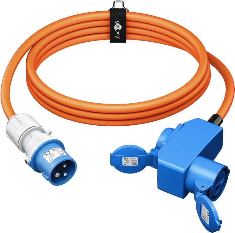 Goobay CEE Adapter Cable, maitinimo kabelis lauko erdvėms, 90°, 16 A, - Maitinimo laidas su jungtimis ir dangteliais