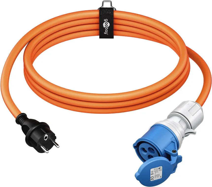 Goobay CEE Adapter Cable, maitinimo kabelis lauko erdvėms, (Type E/F), - jungtis su atverčiamu dangteliu