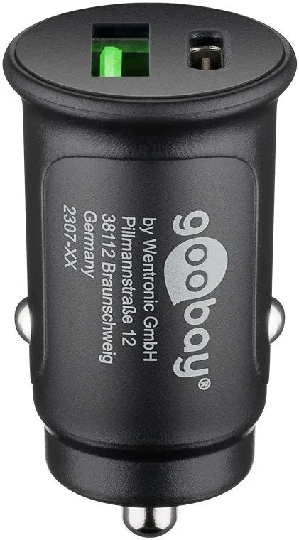 Goobay Dual-USB-Auto Fast Charger USB-C™ PD, greito įkrovimo automobil - USB-C ir USB-A jungtys su indikatoriumi