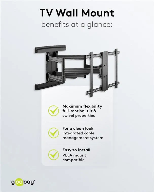 Goobay FULLMOTION (L), TV laikiklis wall mount Pro iki 70kg.