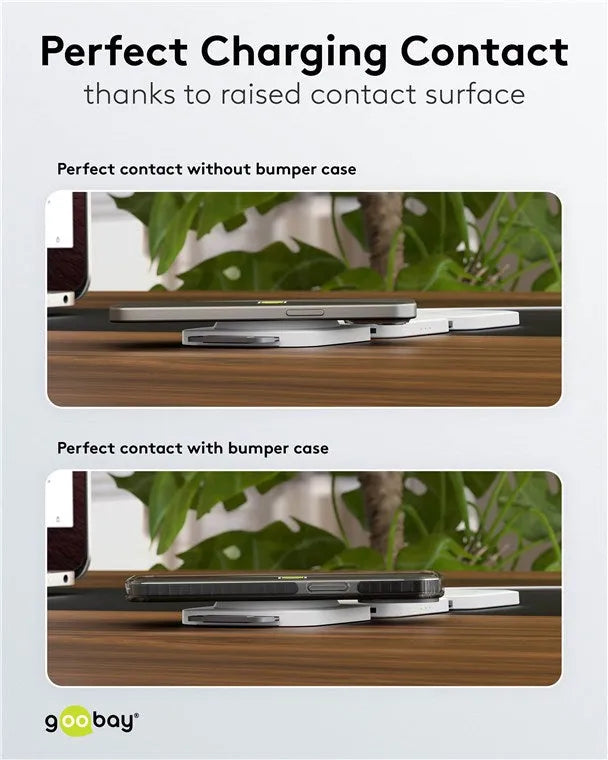 Goobay Foldable 3in1, įkrovimo stotelė telefonui, laikrodžiui ir ausinėms - Įkrovimo stotelė su telefonu be dėklo