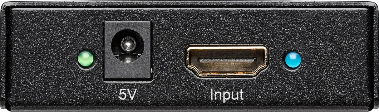 Goobay HDMI™ Splitter, HDMI dalintuvas (1/2) - Maitinimo jungtis, HDMI įvestis, indikatoriai