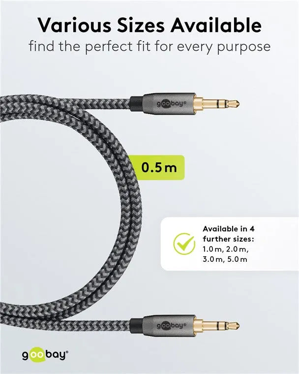 Goobay Plus Audio Connection Cable, 3.5 mm AUX stereo kabelis, 0.5 m