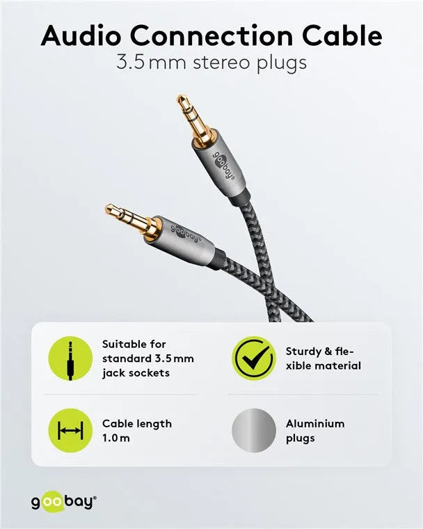 Goobay Plus Audio Connection Cable, 3.5 mm AUX stereo kabelis, 1 m