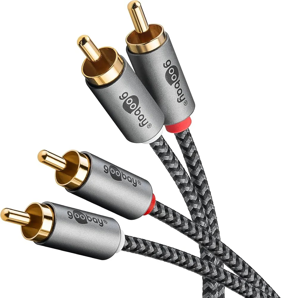 Goobay Plus Series Stereo RCA Cable, aukštos kokybės garso kabelis 1m