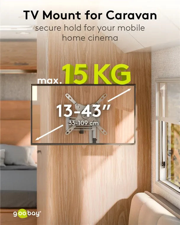 Goobay TV Wall Mount Caravan FULLMOTION (M), televizoriaus sieninis laikiklis