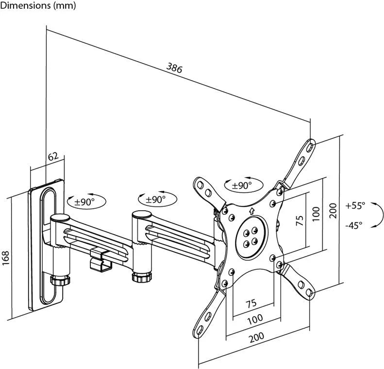 Goobay TV Wall Mount Caravan FULLMOTION (M), televizoriaus sieninis laikiklis