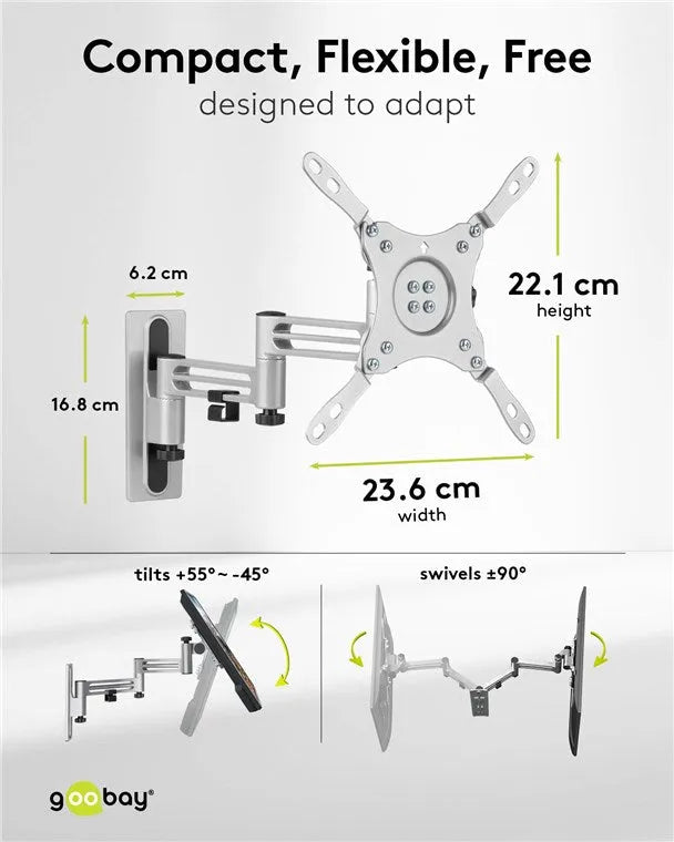 Goobay TV Wall Mount Caravan FULLMOTION (M), televizoriaus sieninis laikiklis