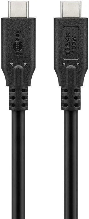 Goobay USB-C greito įkrovimo kabelis 0.5 m, 100 W PD, USB 3.2, 10 Gbit/s - dviejų USB-C jungčių detalus vaizdas
