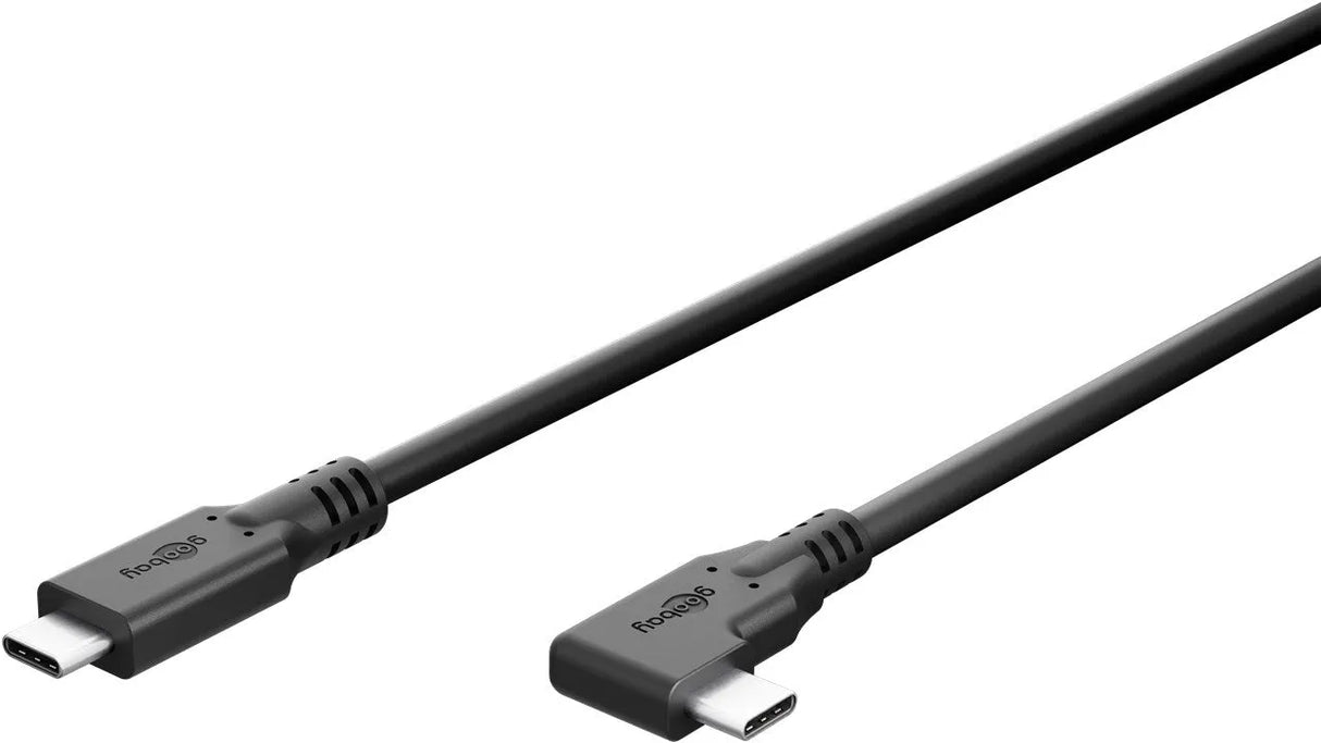 Goobay USB-C, greito įkrovimo kabelis 2 m, 100 W PD, USB4, 40 Gbit/s, 90°
