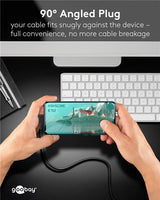 Goobay USB-C, greito įkrovimo kabelis 2 m, 100 W PD, USB4, 40 Gbit/s, 90°
