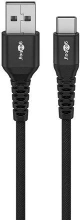 Goobay USB-C į USB-A, tekstilinis kabelis, 15W, 1 m