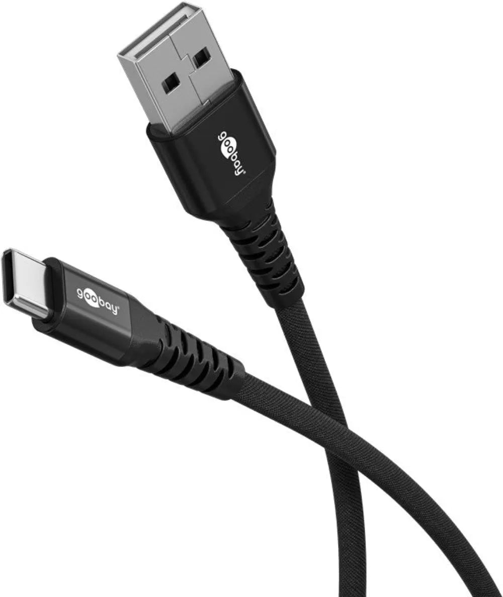 Goobay USB-C į USB-A, tekstilinis kabelis, 15W, 1 m