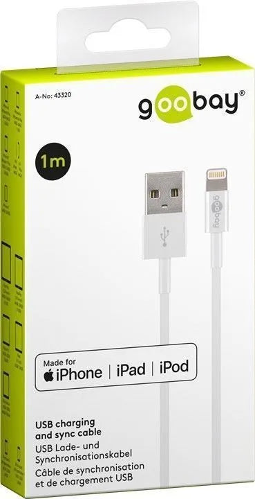 Goobay USB Lightning Apple iPhone/iPad įkrovimo ir duomenų perdavimo kabelis 1.0m
