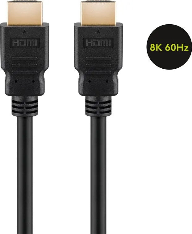 Goobay Ultra High-Speed HDMI™, (1,5 m.) HDMI kabelis su Ethernet palai - du HDMI jungtys su 8K 60Hz užrašas