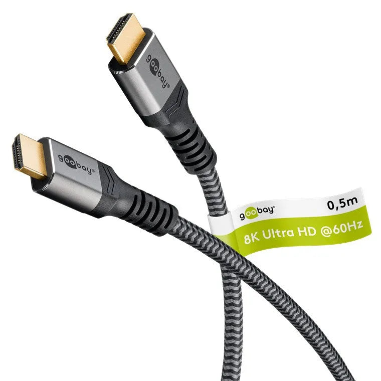 Goobay Ultra High Speed HDMI™ Sharkskin Grey, signalinis HDMI kabelis (0.5m - 5m)