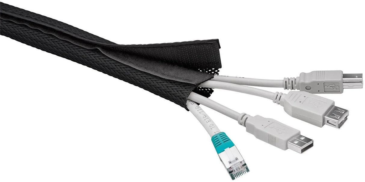 Goobay Wire Sleeve, lanksti ir universali kabelių apsauga, juoda, 1.8m